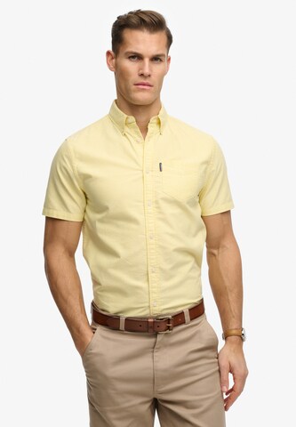 Superdry & Co Regular fit Overhemd 'Essentials Oxford' in Geel: voorkant