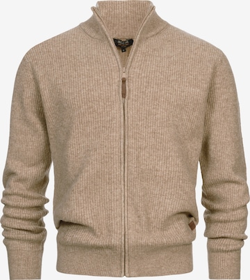 INDICODE JEANS Knit Cardigan 'Peace' in Beige: front