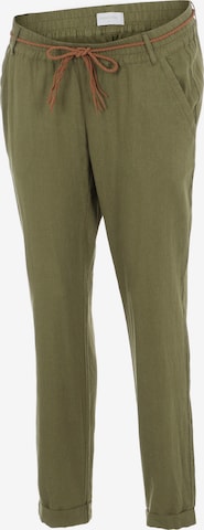 Loosefit Pantalon 'Beach' MAMALICIOUS en vert : devant