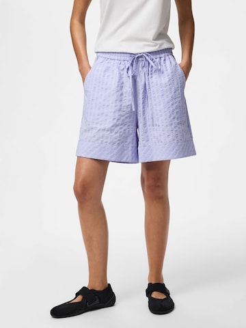 PIECES Loosefit Broek in Lila: voorkant