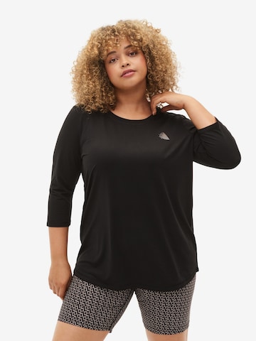 T-shirt 'ABASIC ONE' Active by Zizzi en noir : devant