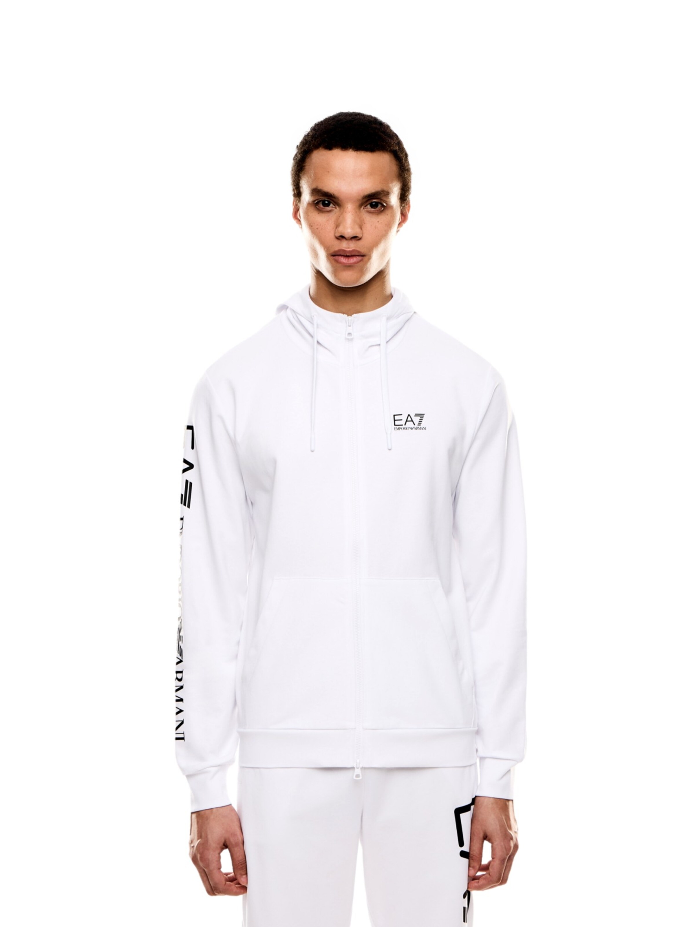 EA7 Emporio Armani Sweatvest in Wit: voorkant