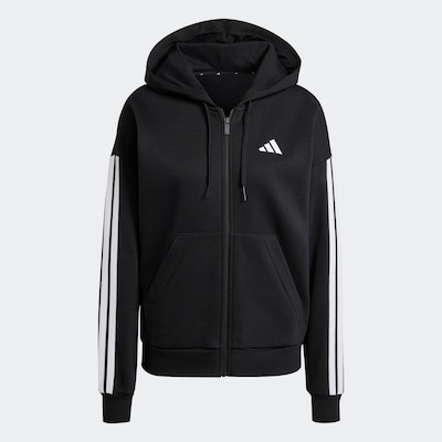 Bluză cu fermoar sport ADIDAS SPORTSWEAR pe negru / alb, Vizualizare produs