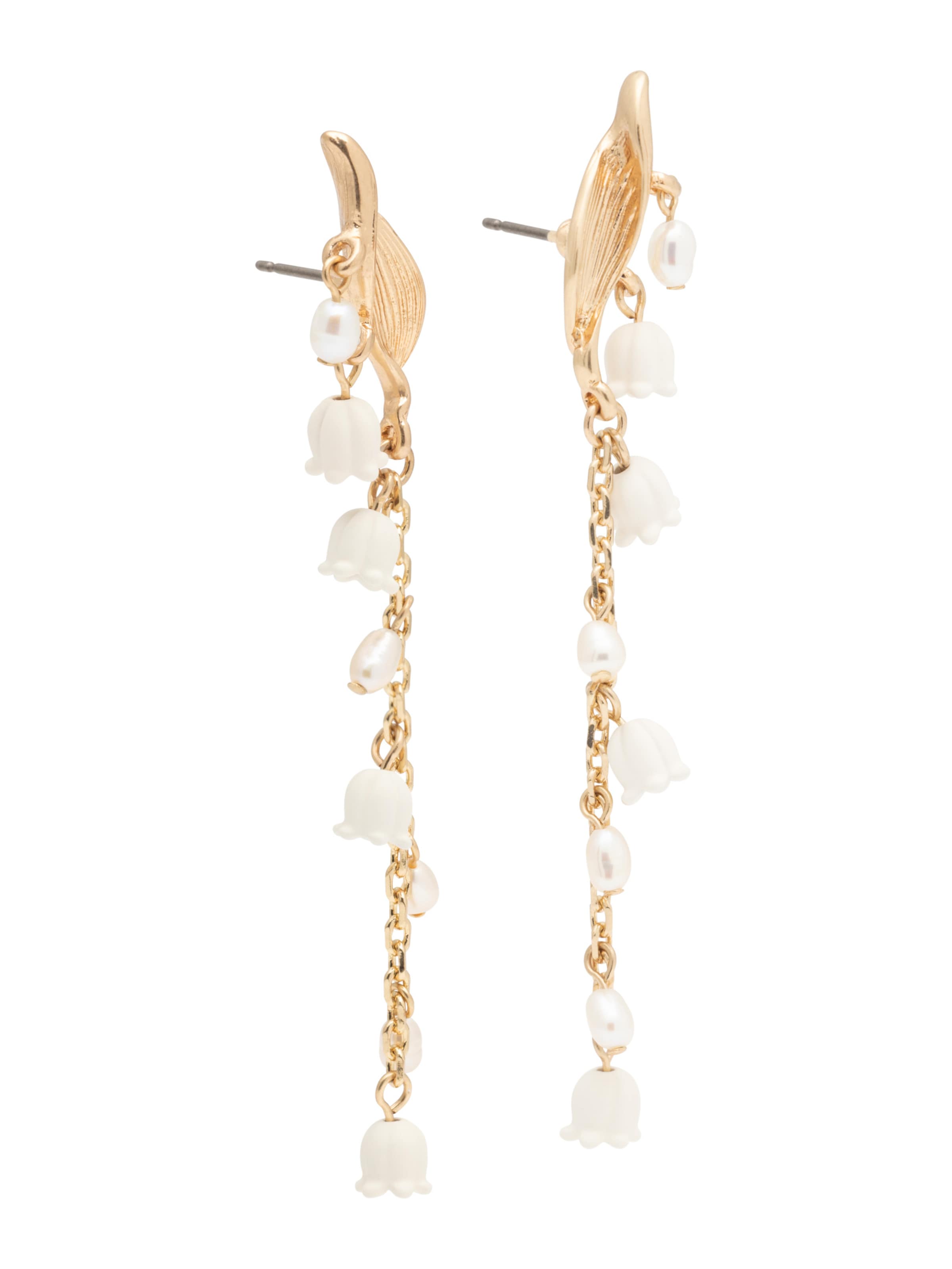 Boucles d'oreilles 'Lilies & Pearls/Vintage Leaves' A&C Oslo – Nordic Design Jewellery en or : devant