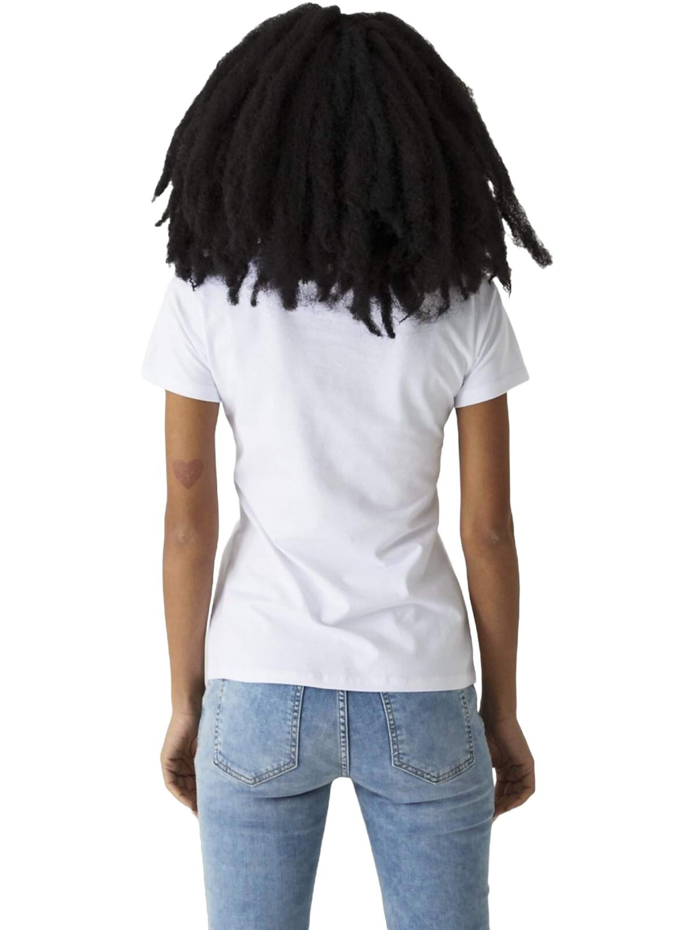 LTB Jeans - Camiseta 'LTB Jeans Damen Stretch-T-Shirt mit V-Ausschnitt' en blanco