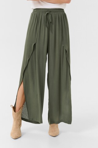 Cream Loosefit Broek 'Allie' in Groen: voorkant