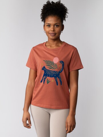 Watapparel T-Shirt 'Love And Flex' in Braun: Vorderseite