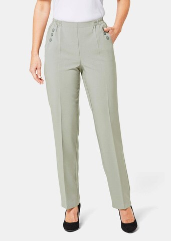 Goldner Regular Trousers with creases in Green: front