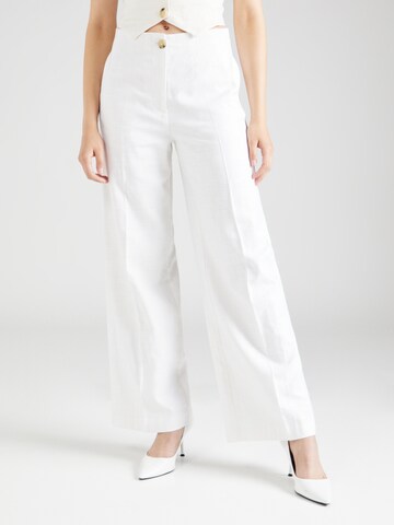 Marks & Spencer Szeroka nogawka Spodnie w kant w kolorze biały: przód