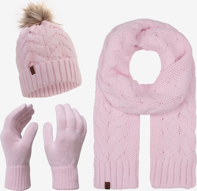 Rock Creek Set: Mütze, Handschuhe und Tuch in beigemeliert / rosa, Produktansicht