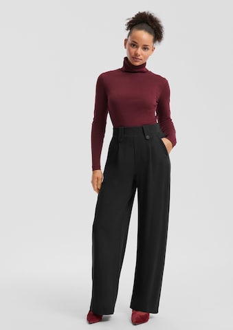 Wide Leg Pantalon à pince QS en noir