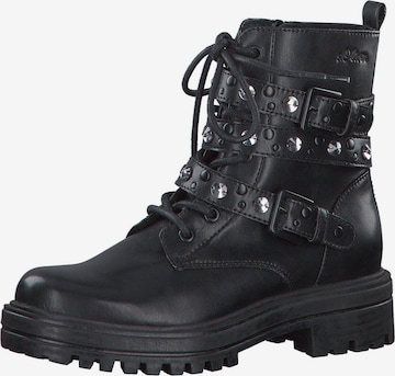 s.Oliver - Botines con cordones en negro: frente