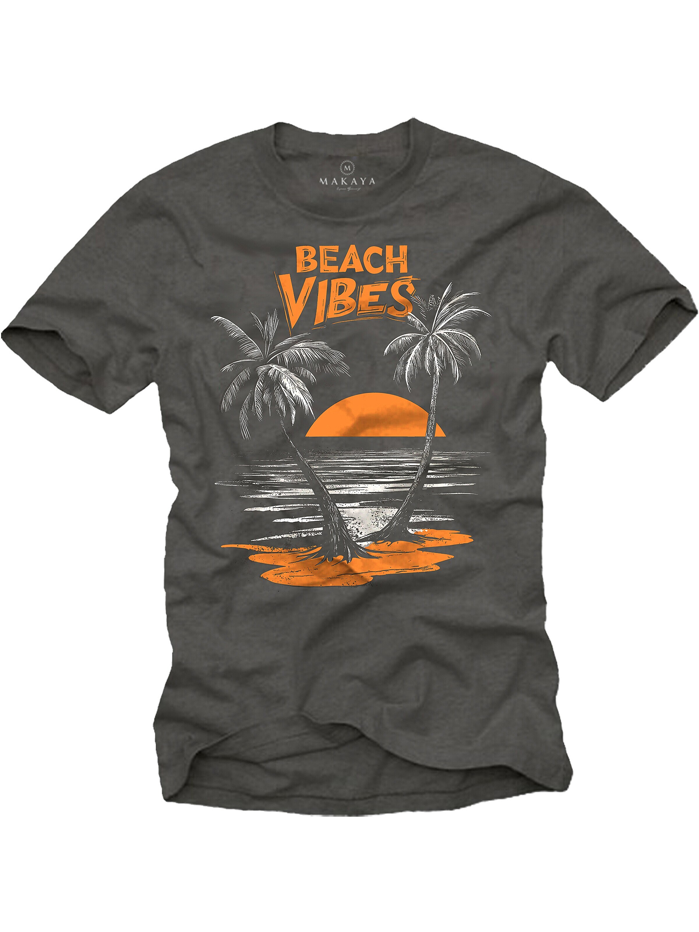 MAKAYA Shirt 'Beach Vibes' in Grey: front