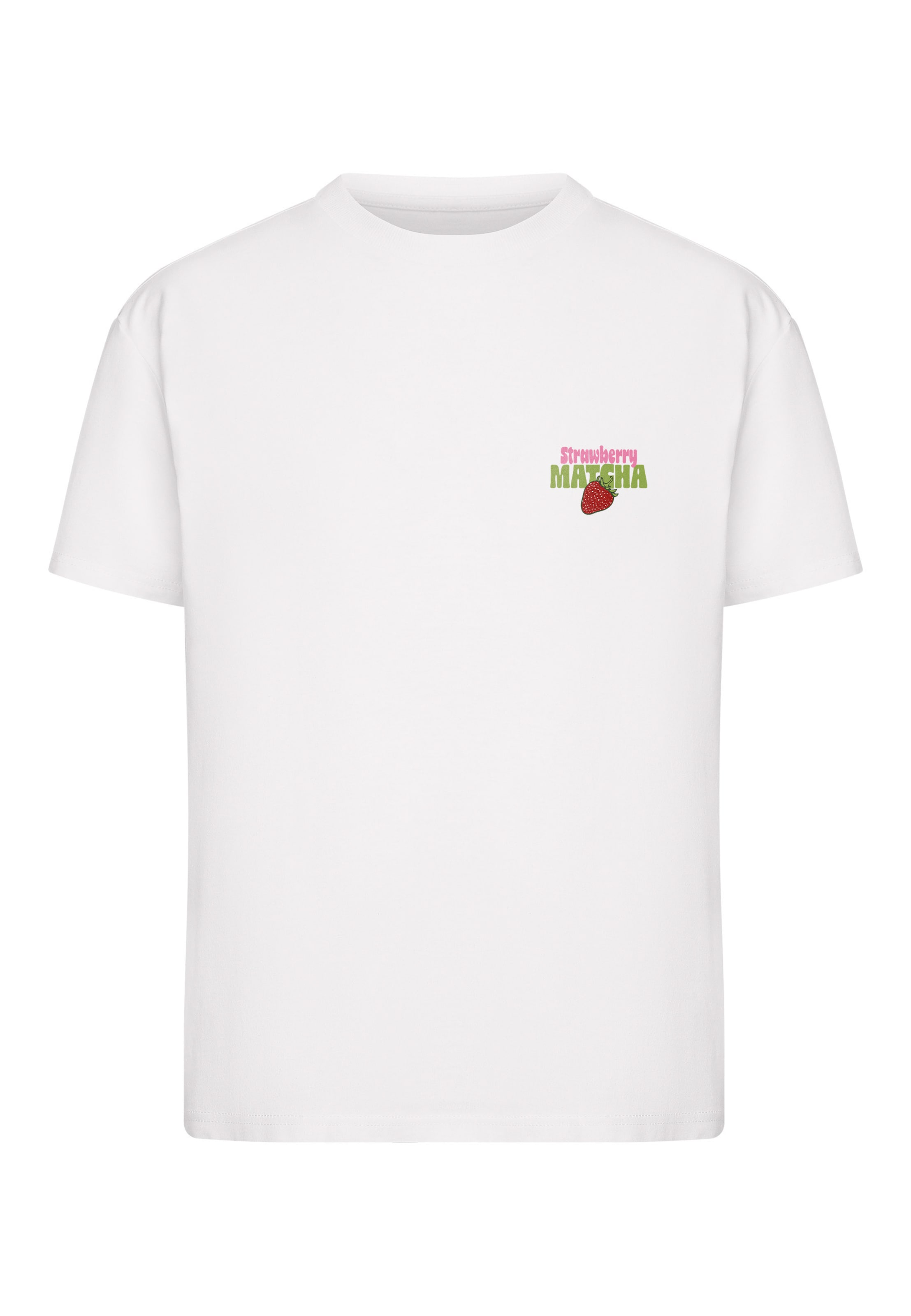 Miss Tee Shirt 'Strawberry Matcha' in White: front