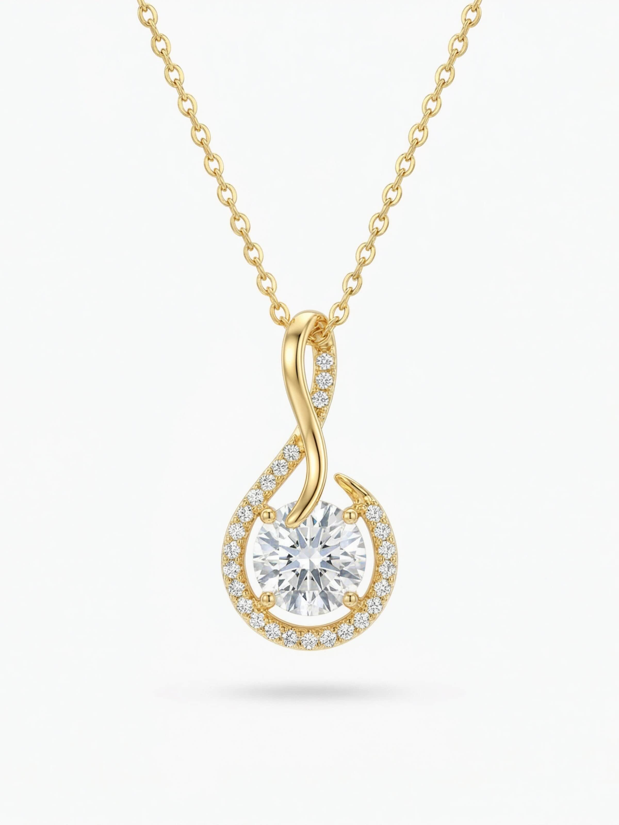 The Jewel Heart Necklace 'Infinite Glow' in Gold: front