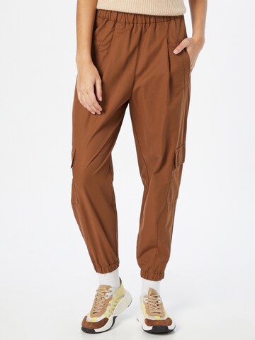 Sisley - Tapered Pantalón cargo en marrón: frente