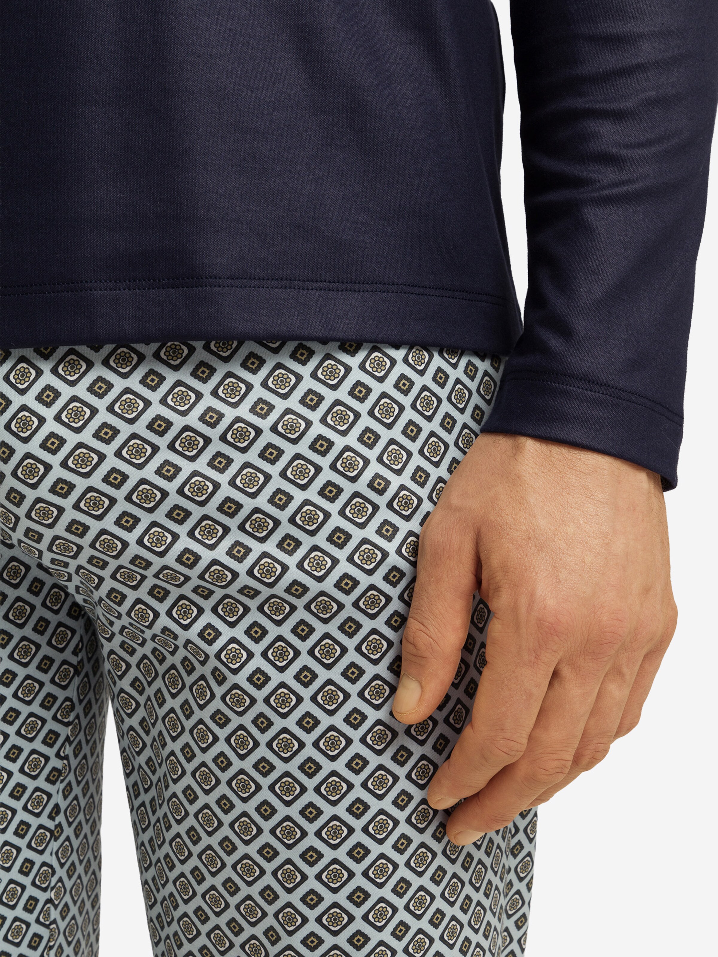 Hanro Pajamas long ' Night & Day ' in Blue