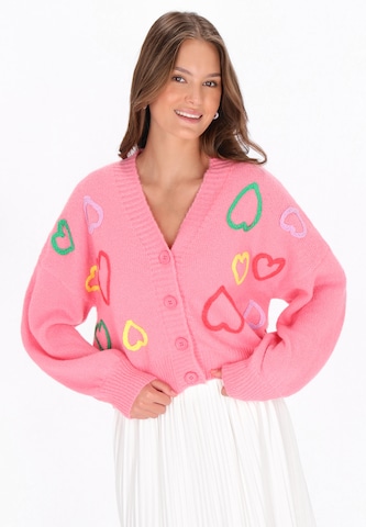 MYMO Knit cardigan in Pink: front