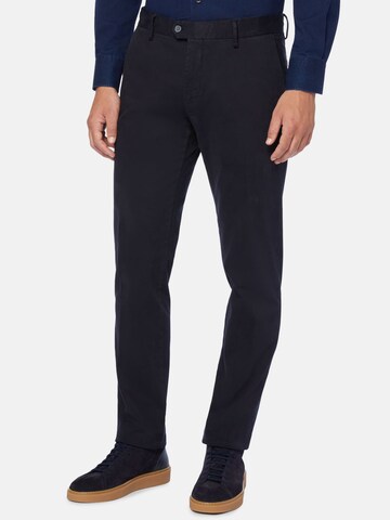 Boggi Milano Slim fit Trousers with creases in Blue: front