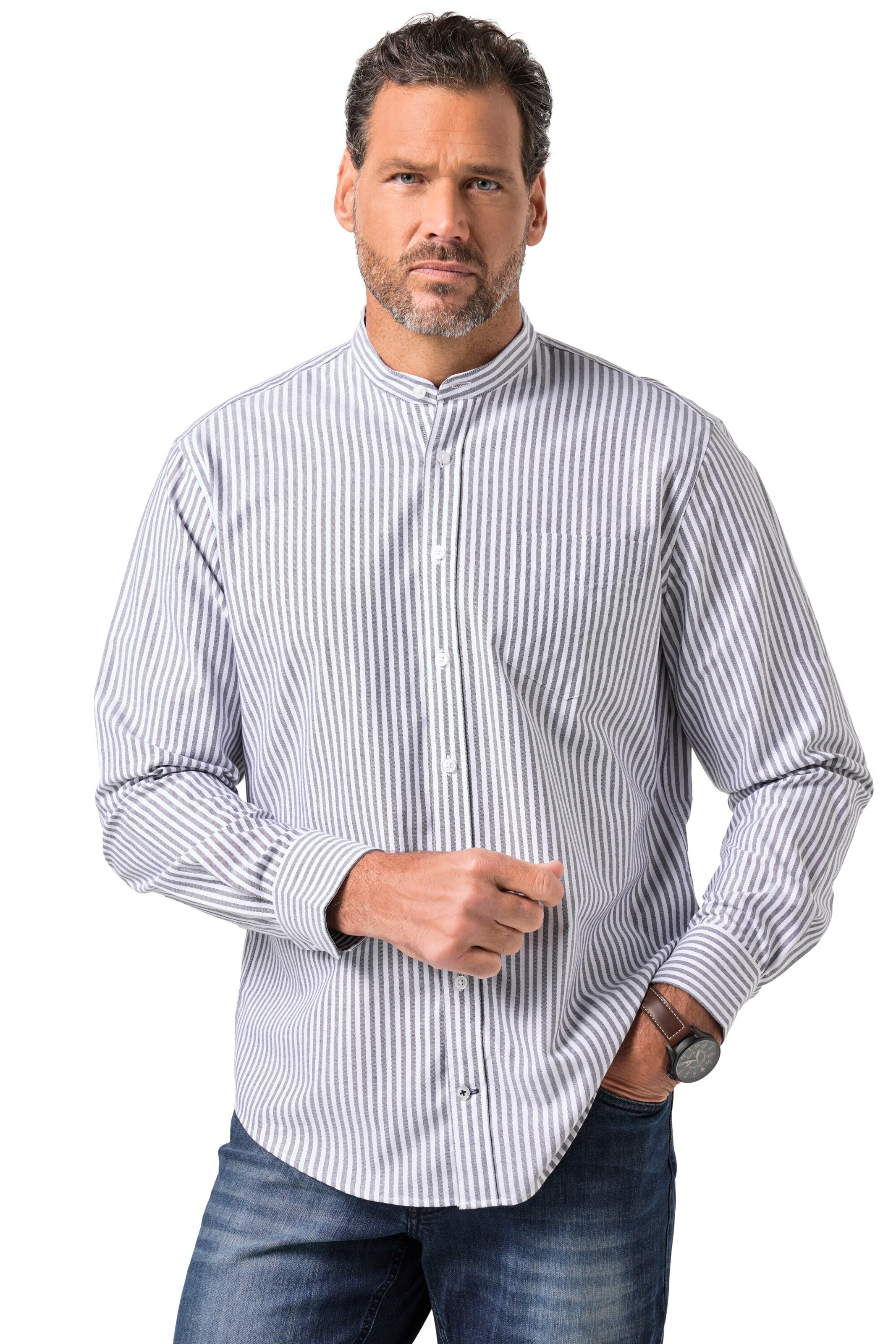 JP1880 Regular fit Button Up Shirt in Grey: front