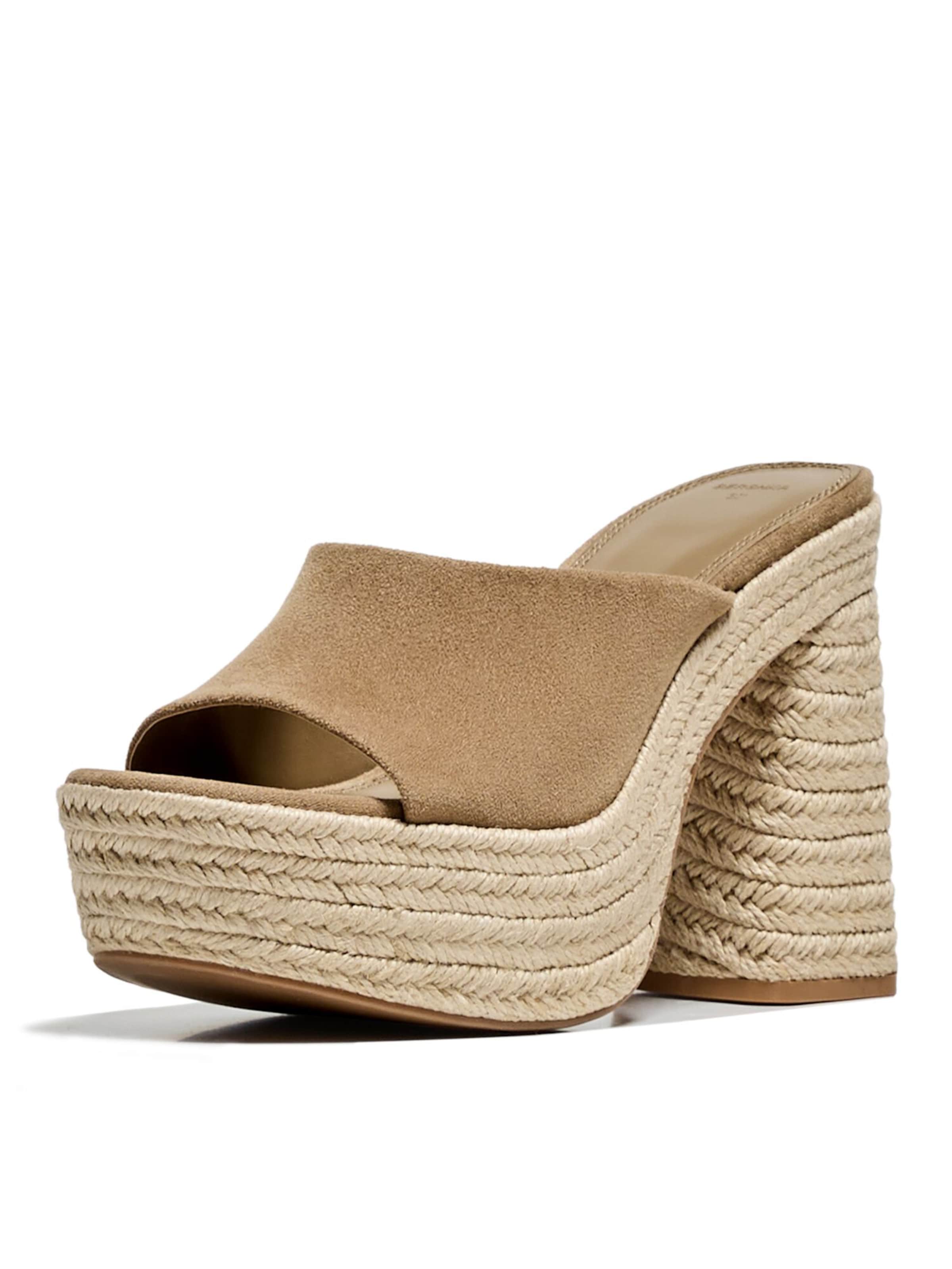 BershkaNatikače s potpeticom - smeđa boja: prednji dio