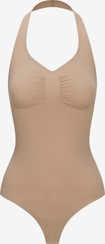 Body modellante 'Neckholder Shapewear mit String' di cfab (formerly creamy fabrics) in beige: frontale