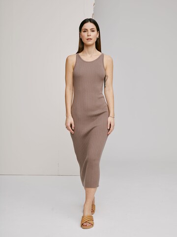 A LOT LESS Knitted dress 'Iliana' in Brown: front