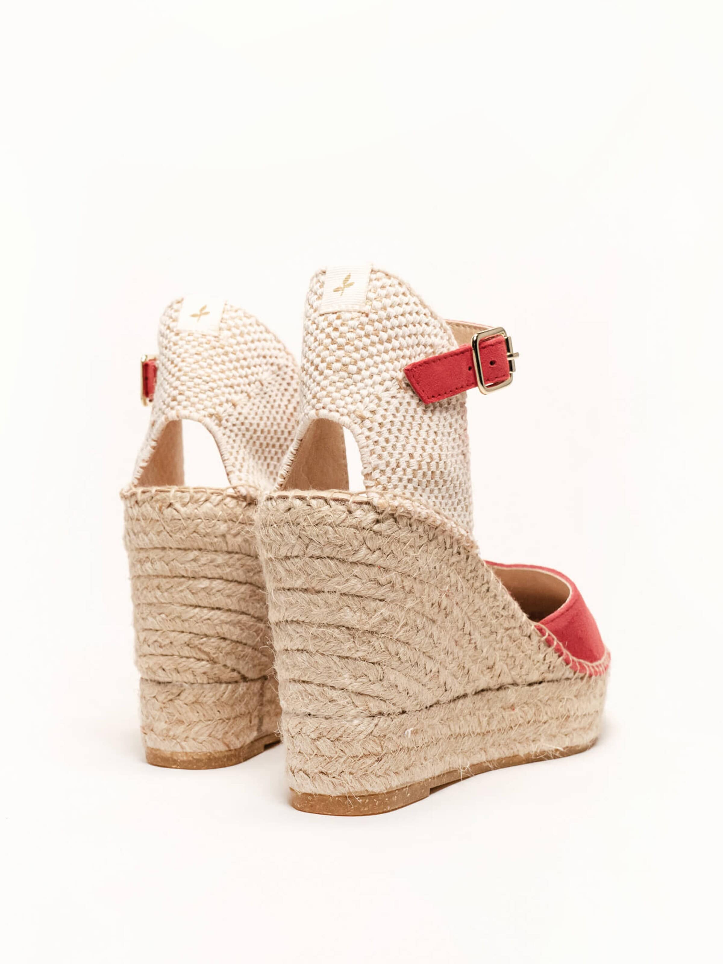 Sandalo con cinturino 'Alpargata Cuña 10 cm' di Alhamas in rosso
