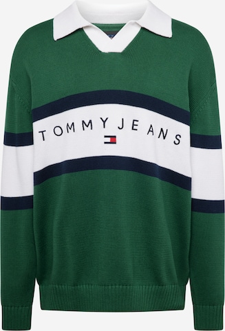 Pull-over Tommy Jeans en vert : devant