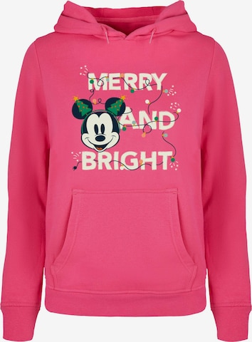 ABSOLUTE CULT Sweatshirt 'Mickey Mouse - Merry And Bright' in Roze: voorkant