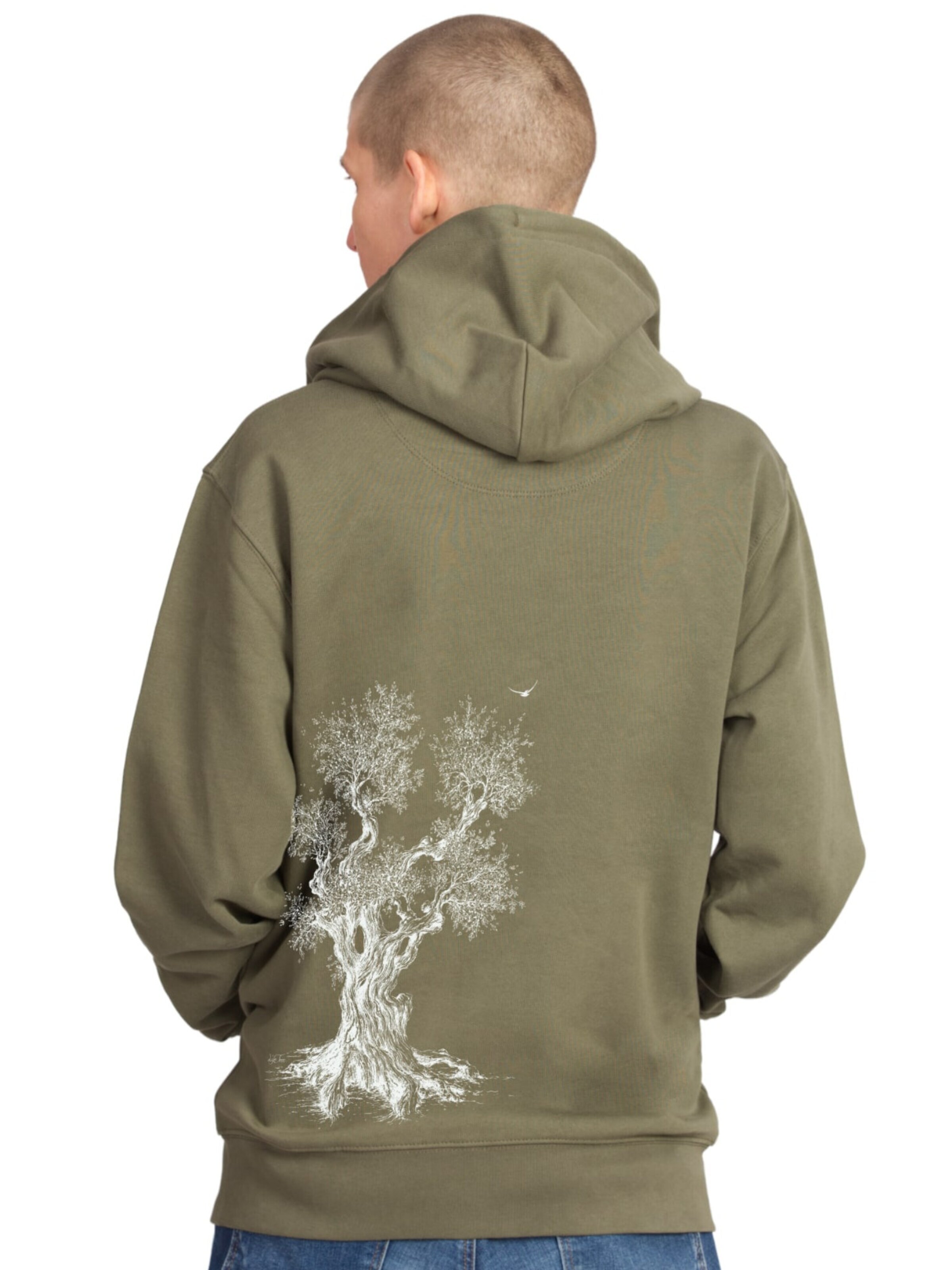 Life-Tree Pullover 'Zipper Organic Olive Tree'‌‌ in Grün