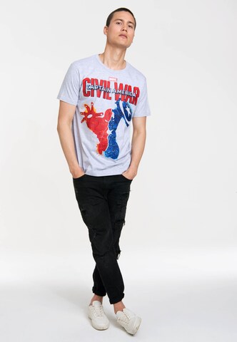 LOGOSHIRT Shirt 'Captain America' in Grey
