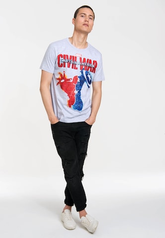 LOGOSHIRT Shirt 'Captain America' in Grijs