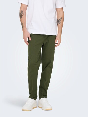 Only & Sons Tapered Nadrág 'ONSREID LINUS' - zöld: elől