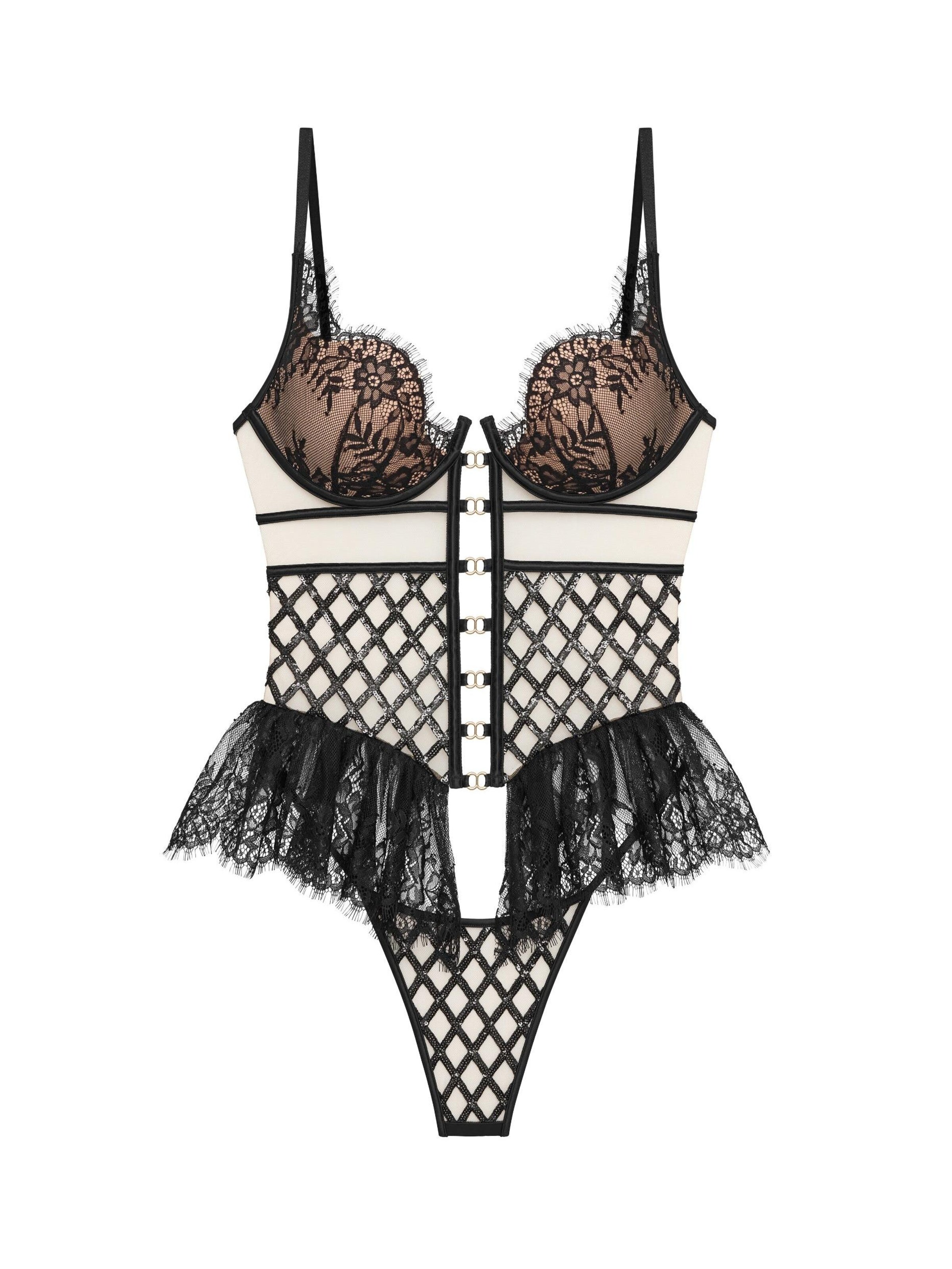 GOD SAVE QUEENS Body 'Valentina Corseted Bodysuit'‌‌‌ in Schwarz: Vorderseite