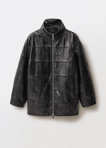 MANGO Between-Seasons Coat 'Patch' in Black: front