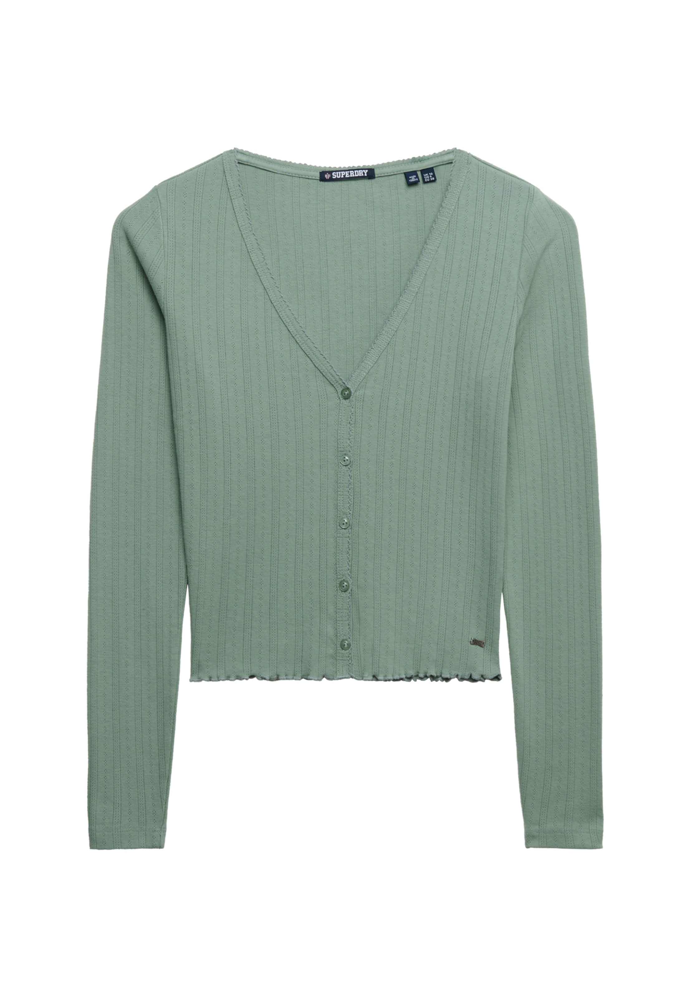 Cardigan 'Athletic Essential Pointelle' Superdry & Co en vert : devant