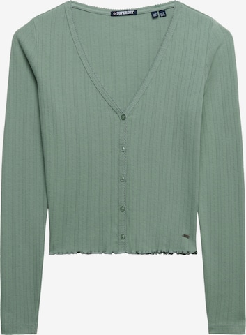 Cardigan 'Athletic Essential Pointelle' Superdry & Co en vert : devant