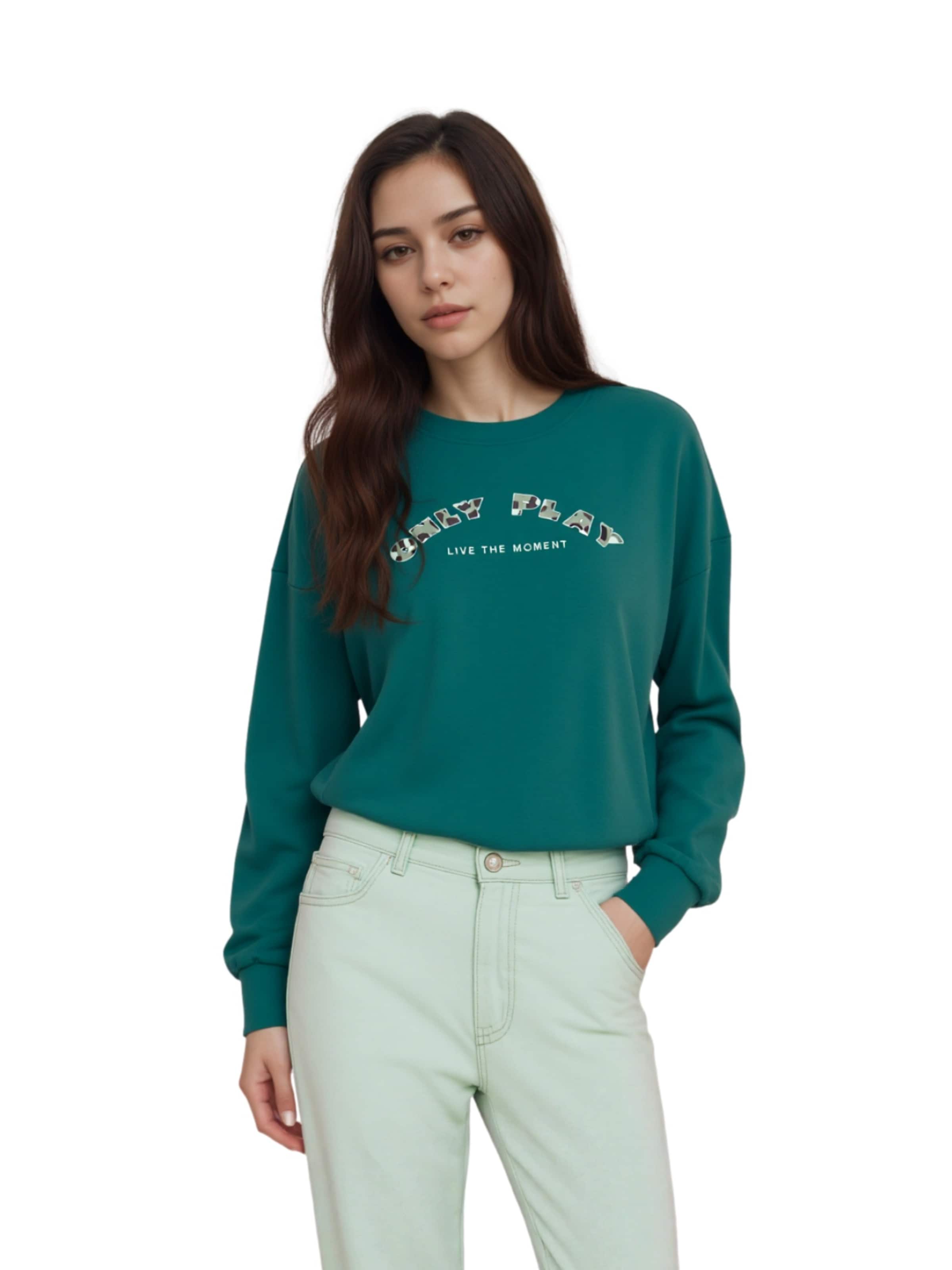 ONLY PLAY Sweatshirt 'Confi Life' in Green: front