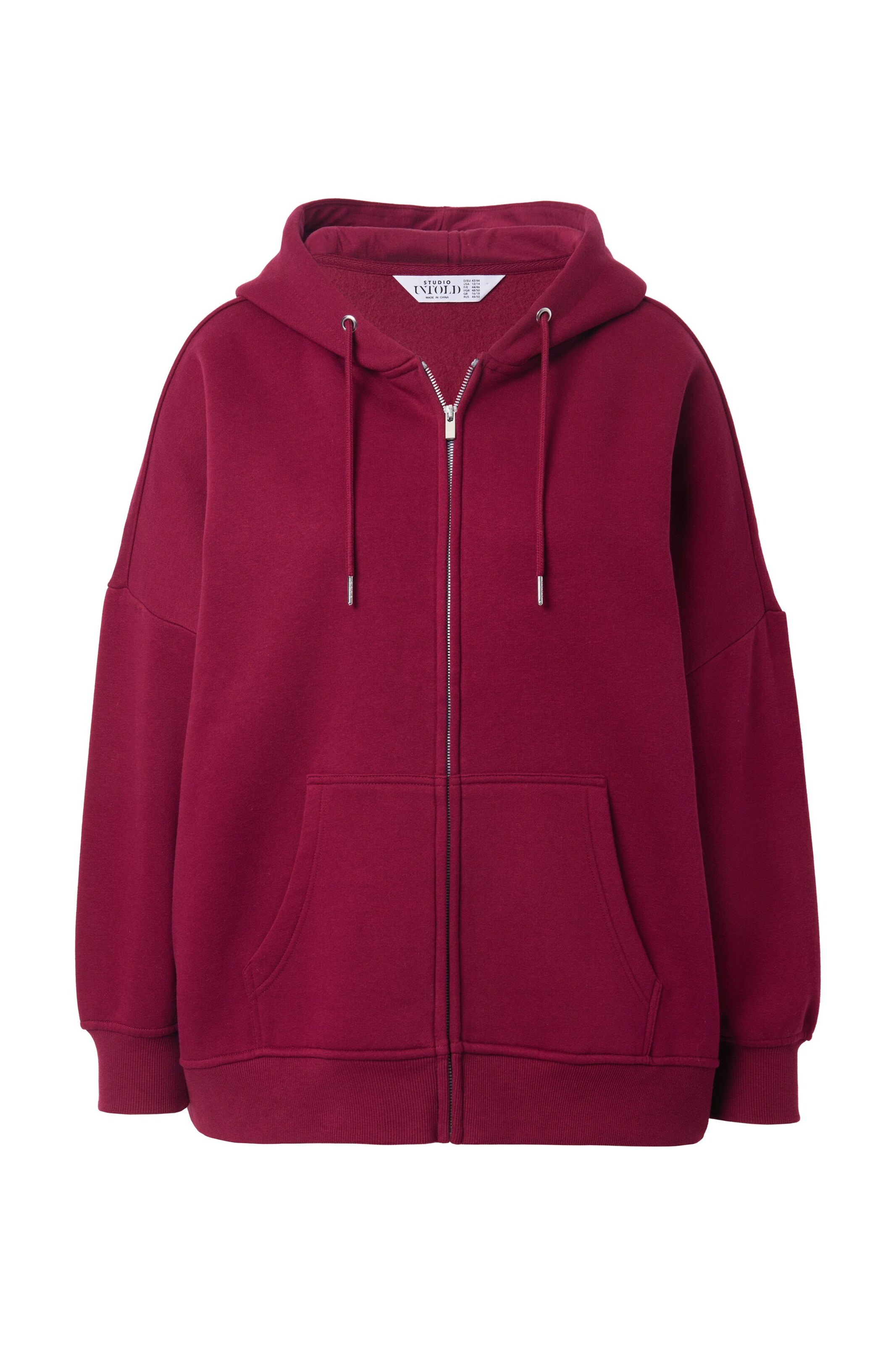 Studio Untold Sweatjacke in M-L in weinrot, Produktansicht
