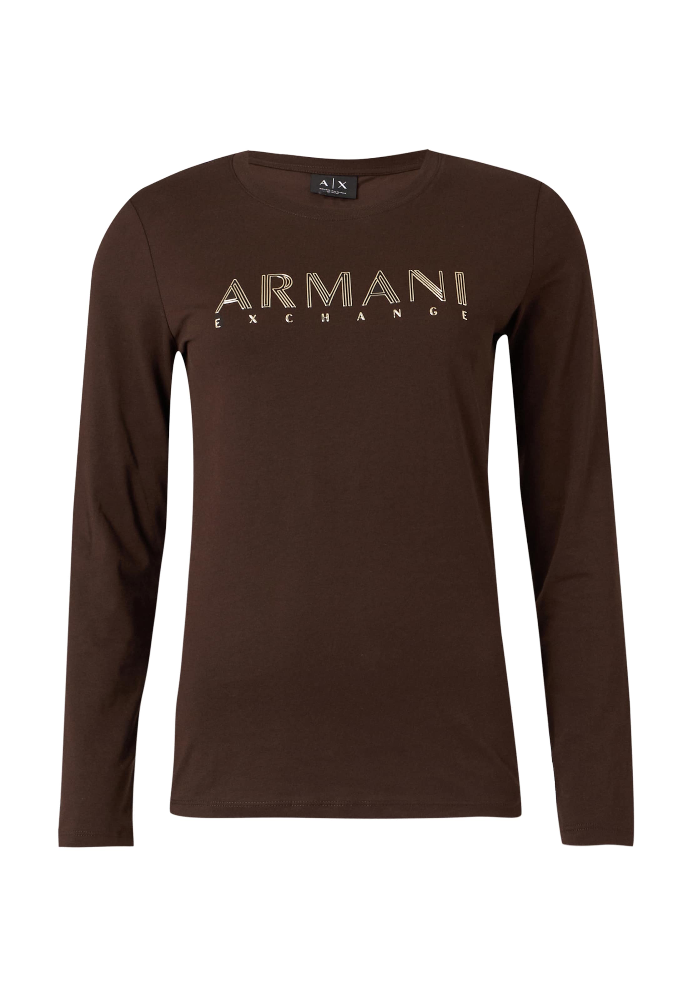 ARMANI EXCHANGE Тениска в кафяво: отпред