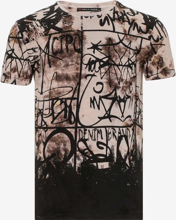 CIPO & BAXX Shirt 'Grafitti' in Bruin: voorkant