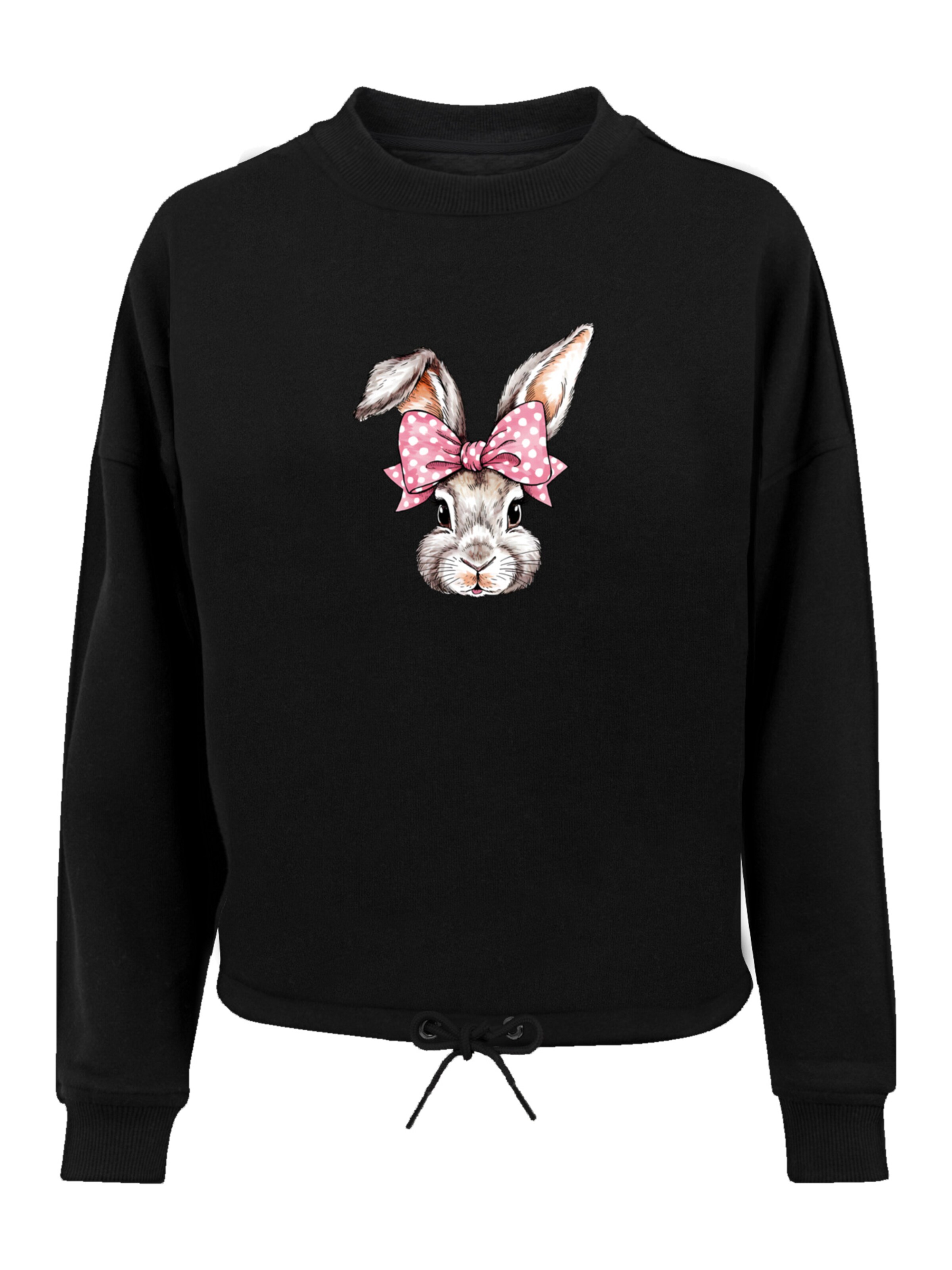 F4NT4STIC Sweatshirt 'Niedlicher Hase mit Schleife' in Zwart: voorkant