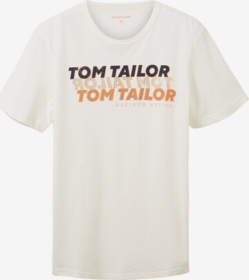 T-Shirt TOM TAILOR en blanc : devant