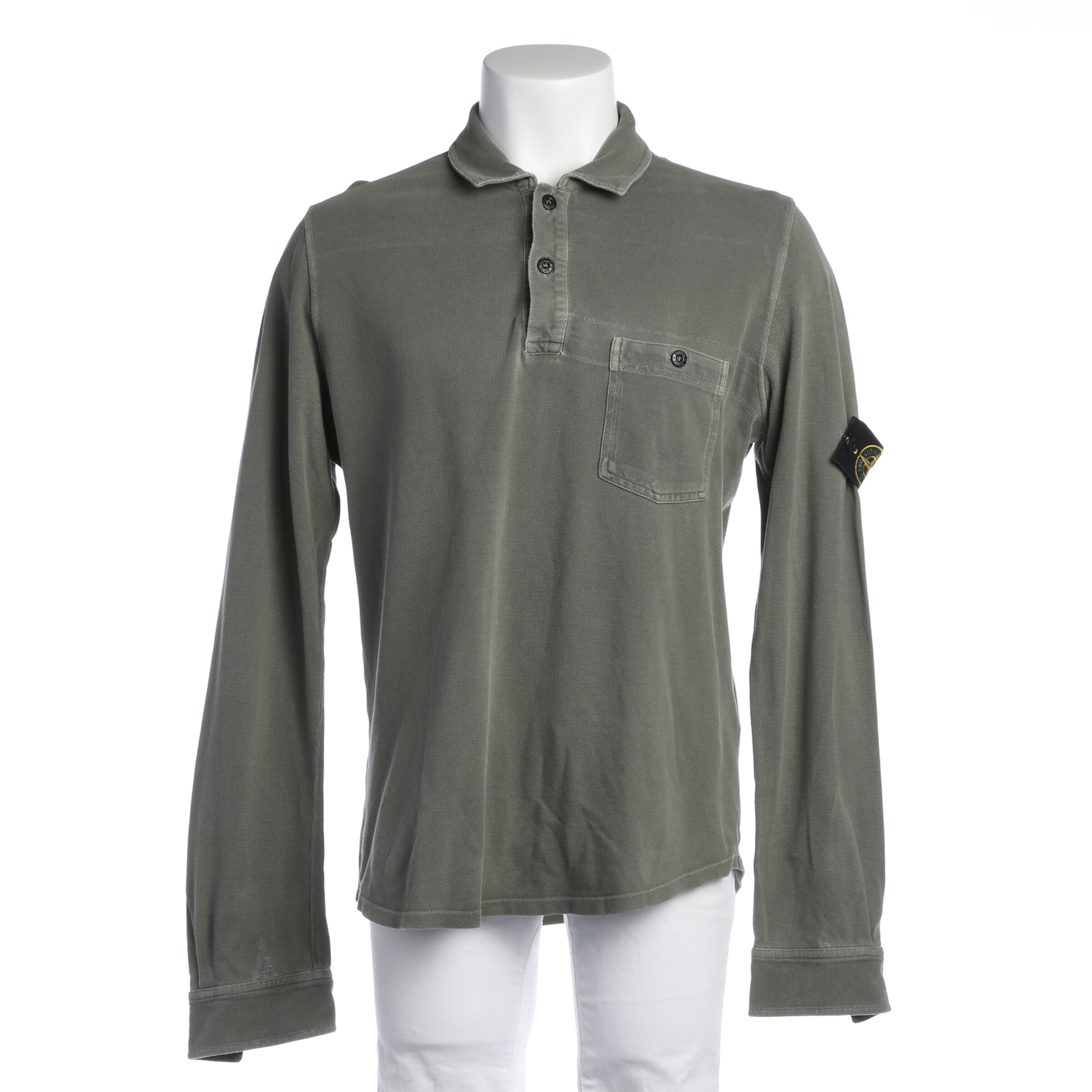 Stone Island Button Up Shirt in XL in Green: front