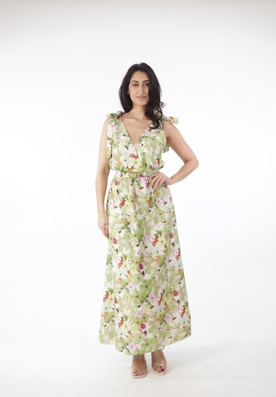 Elara Robe d’été en 40-42 en cognac / vert clair / violet pastel / blanc, Vue avec produit