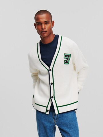 Karl Lagerfeld Knit cardigan ' Varsity ' in White: front