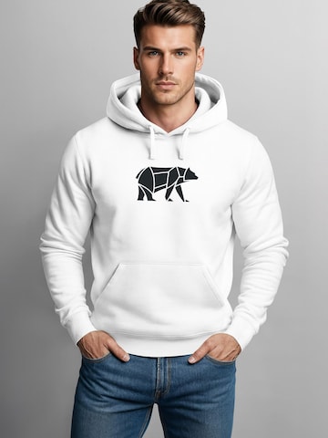 Neverless Sweatshirt 'Bär Lineart Polygon' in White