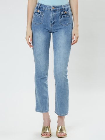 Influencer Flared Jeans in Blauw: voorkant