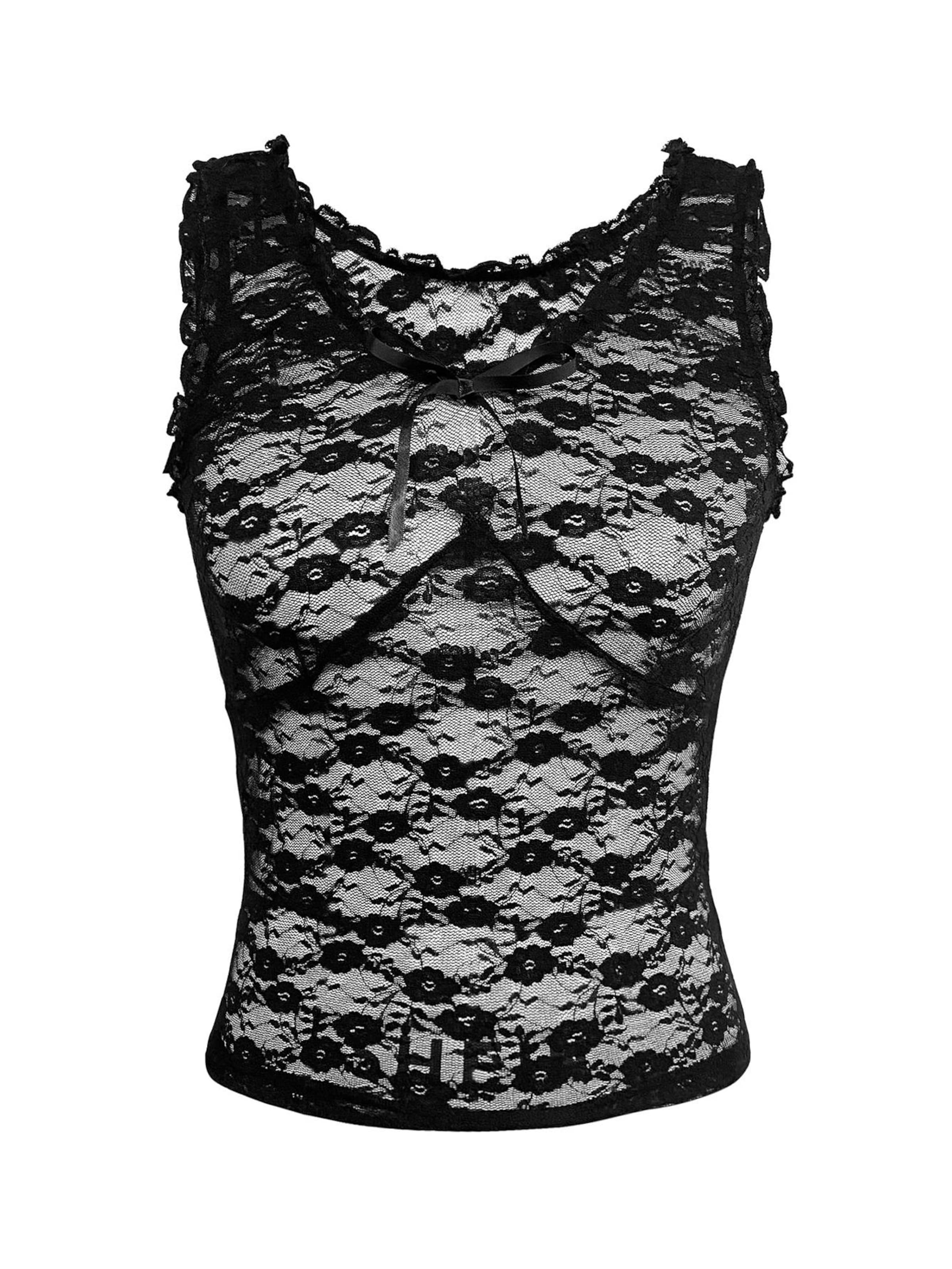 MEETWEE Slim fit Dungarees 'Mini Lace Top' in Black